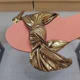 Quality Thong Bow Square Toe Women's Leather Flat Sandals for Ladies