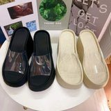 Sandalias De Plataforma Custom Brand Outdoor Slides Clear Plastic Platform PVC Clear Women's Wedge Sandals