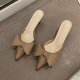 Bowknot Designer Cute Mules Lady Slippers Low Kitten Heels Sandals for Women