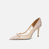 White Wedding Shoes Bridal Designer Lace Pointed Stiletto Female Temperament Heels