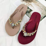 Muti Color Crystal Rhinestone Handmade Shoes Summer Arch Support Ladies Flip Flops Slippers