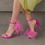 Open Toe Dropshipping Products New Sandales Talon Femme Big Bow Shoes Red Bow 2025 W0men High Heels