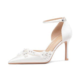Sandales Talon White Silk Wedding Fashion Stiletto High Quality Sandal Sexy Heels for Women