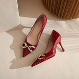 Zapatos De Mujer Elegante MOQ 1 Pair Metal Decoration Pointed Sexy 2024 Stiletto Heels Shoes