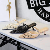 Banquet Heels Mesh Glitter New Fashion Pointed Toe Low Heel 5CM Mesh Hollow Out Women's Shoes