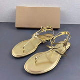 Ankle Strap Sandalias Altas Female Shoes Cute Ladies Footwear New Design Gold Flip Flops Women Flat Sandals