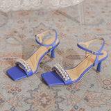 Talon Femm 2024 Anti-slip Outsole Open Toe Summer Ladies Square Toe Sandals 7CM Low Women's Heel