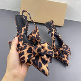 Leopard Chaussure Femme Bow Female Slingback 2025 Heels for Women and Ladies