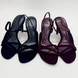 French Retro High-End Heeled Sandals for Women - Toe-Post Style, Stiletto Heel, Fashionable Open-Toe Slippers