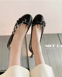 Classic Women Plaid Mary Jane Flats Round Toe Double Buckle Strap Shoes Vintage Checked Fabric Lady Ballet Flat Pumps