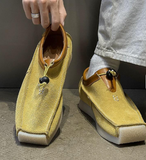 Men Purple Suede Leather Moccasins Square Toe Loafers with Toggle Lace Thick Crepe Sole Comfortable Streetwear Fashion Flats