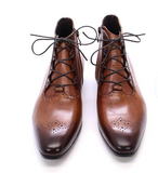 Classy Designers Height Increasing Leather Dress Shoes Lace up Men Luxury Ankle Boots