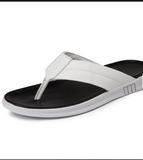 Spring Anti Slippery Style Real Cowhide Material Full Grain Leather Men Summer Beach Casual Slipper Flip-Flops Outdoor