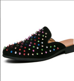 Colorful Spike Rivet Size 38-47 Men Casual Slippers Fancy Slip on Durable Half Loafers Shoes