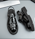 Classic Design Red Color Casual Sandals Shoes Comfortable Flat Men Shoes Summer Breathable Buckle Strap