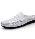 Breathable Lightweight Summer Outdoor Comfortable Walking Shoes Classic White Color Durable Men Casual Half Loafer Shoes