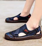 Summer Beach Fun Casual Comfortable Genuine Leather Sandals Men Sewing Soft Sole Fashion Men Casual Shoes