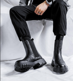 Microfiber Leather Chelsea Boots Fashion Designers Good Looking High Cut Classic Handcrafted Dress Shoes Boots for Men