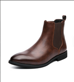 Big Size 38-48 Winter Ankle Chelsea PU Leather Boots Summer Winter Usable Pointed Toe Men Snow Boots