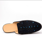 Diamond Blue Shining Half Loafers Comfortable Classy Fashion Men Casual Slippers Shoes