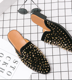 Latest Design Full Rivet Fashion Good Looking Men Mules Half Men Casual Backless Dress Shoes
