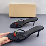 Chaussure Talon Haut Black Bow Slipper Fashion Kitten Slingback Shoes Heels for Women