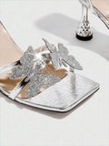 Ladies' Stiletto Heel Sandals with 3D Flower & Enamel Heels, Elegant Character Women Quality High Heel Pumps