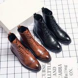 High Top Men Good Quality Artificial Leather Boots Lace up Gentlemen Top Grade Boots for Men