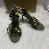 New Arrival Women's Dark Green High Heel Sandals with Leaf Embellishments - Versatile Sexy Casual Footwear for Ladies