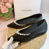 Anti-slip Sandale Handmade Pumps Shoe Pearl Decoration Flat 2025 Sandals for Women