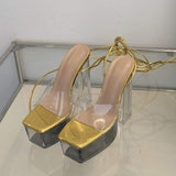 New Product Sandalia Dama Transparente Clear Sandals Platform Heels