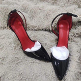 Elegant White Glossy Pointed Toe Pumps Sexy Stiletto Trendy Women's Heels