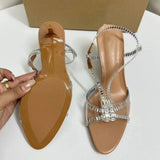 Summer New Style Slide Sandals -Open-Toe, One-Strap with Rhinestones, Elegant Fairycore Design Sexy Women Heel Sandals