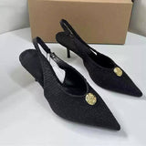 Women's French-Style Pointed-Toe Low Stiletto Shoes - Spring Closed-Toe Shallow Mouth Sandals & Pumps