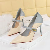 Spring Summer 2025 New Pointed Toe Women's Shoes One Strap Buckle Sandals Sexy 34-43 High Heels