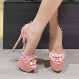 Sandalias Plataforma De Mujer Rivet Decoration Sexy Studded Women Stripper Shoes Platform High Heel