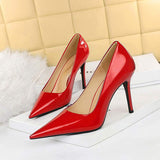 Nude Glossy Elegant Pointed Toe Fashion Sexy Ladies Shoes Stiletto High Heels with Big Size 43