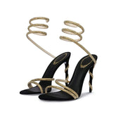 Ankle Wrap Strappy Fashion Stiletto Gold 2025 Lace up Heels for Women
