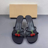 Chaussure Talon Haut Black Bow Slipper Fashion Kitten Slingback Shoes Heels for Women