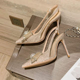 6CM&8CM&10CM Elegant Sexy Closed Pointed Toe Slingback Wedding Pumps Sexy 2025 Trendy Women's Heels