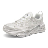 Men Women Chunky Sneakers Breathable Running Shoes Metallic Silver Fashion Walking Footwear Lightweight Athletic Sport Trainers
