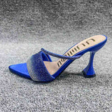 Open Toe Rhinestone Sandalias De Tacon 2024 Summer & Spring Korean New Styles Heels for Women