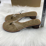 New Women's Wooden Heel Flip Flops Transparent PVC Round Toe Casual Sandals Comfortable Ladies Slippers