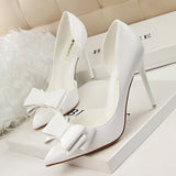 2025 New Bowknot Design Women Girl Sweet Stilettos Pointed Toe High Heel Pump Shoes for Ladies