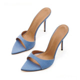 Pantoufles a Talons Hauts Women's Stiletto-Heel Slide Sandals Peep-Toe Pointed-Toe With Single-Strap