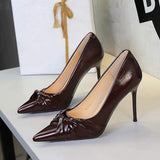 2025 Elegant Banquet Manufacturer Shoes 9.5CM Stiletto Pointed Toe Bow Tacones Sexy Women's High Heels