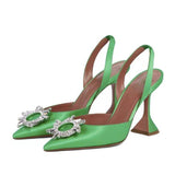 Dropshipping Talons Dames Luxury Rhinestone Diamond Kitten Slingback Sandals Shoes Women Heel for Ladies