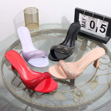 Unique Chaussures Talon Open Toe Summer Pink Green Slipper Heels for Women