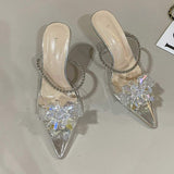 2025 New Stylish Chaussur Talon Haut Femm Summer Silver Rhinestone Shoes Women's Sandals
