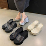 Hot Selling Sandalias Plataforma Height Increasing Transparent Platform Women's Sandals